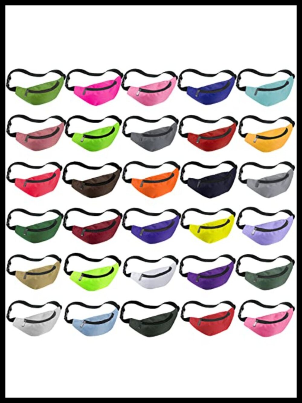 Neon Fanny Packs Set 30 Pcs Adjustable Waist Oxford Fabric